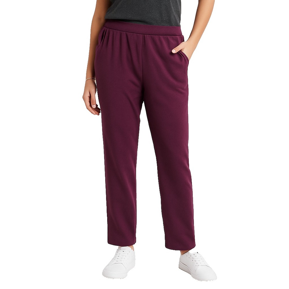 Columbia Purple Elastic Waist Cotton Pants L Women's Casual Pockets Comfort